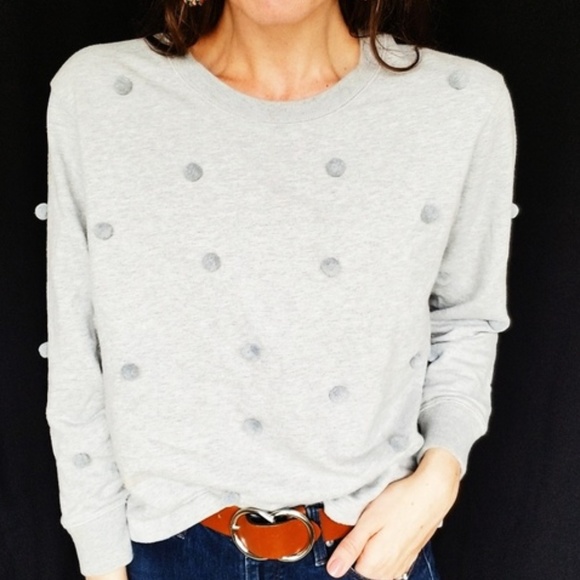 J. Crew Tops - J. Crew gray pom pom sweatshirt medium